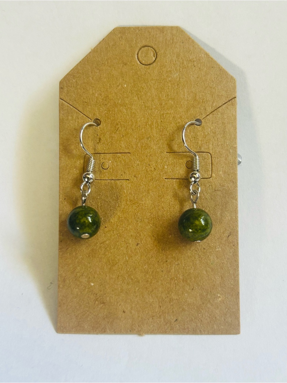 Handmade Green Stone Drop Earrings - Women Jewelry